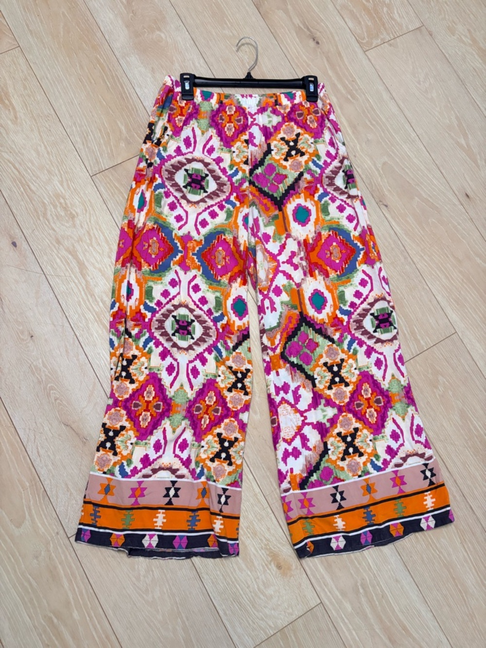 Christian Siriano Pink and Teal Ikat Print Skirt
